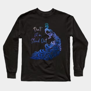 Dont fit in, stand out - cosmic peacock double exposure art Long Sleeve T-Shirt